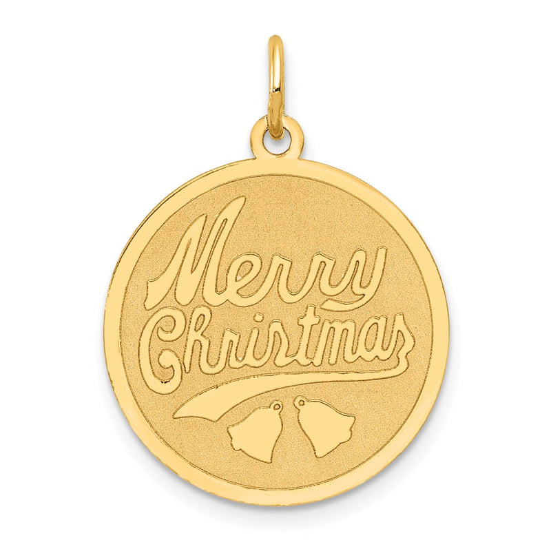 14K Yellow Gold Merry Christmas Disc Charm