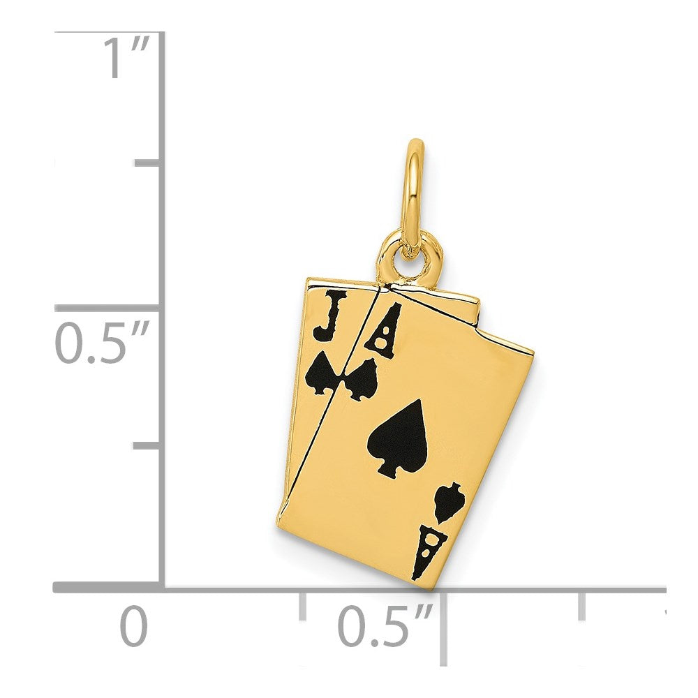 14k Yellow Gold 14k Enameled Blackjack Playing Cards Charm