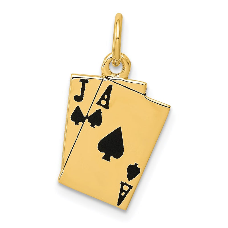 14k Yellow Gold 14k Enameled Blackjack Playing Cards Charm
