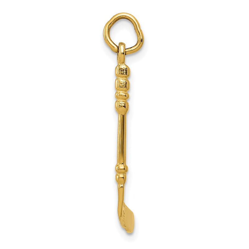 14k Yellow Gold 14K 3D Hockey Stick With Enamel Charm