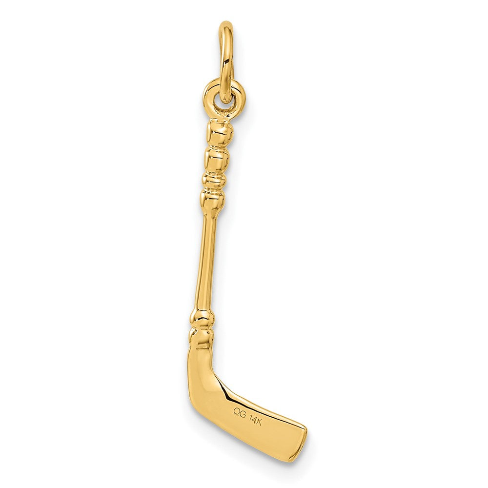 14k Yellow Gold 14K 3D Hockey Stick With Enamel Charm