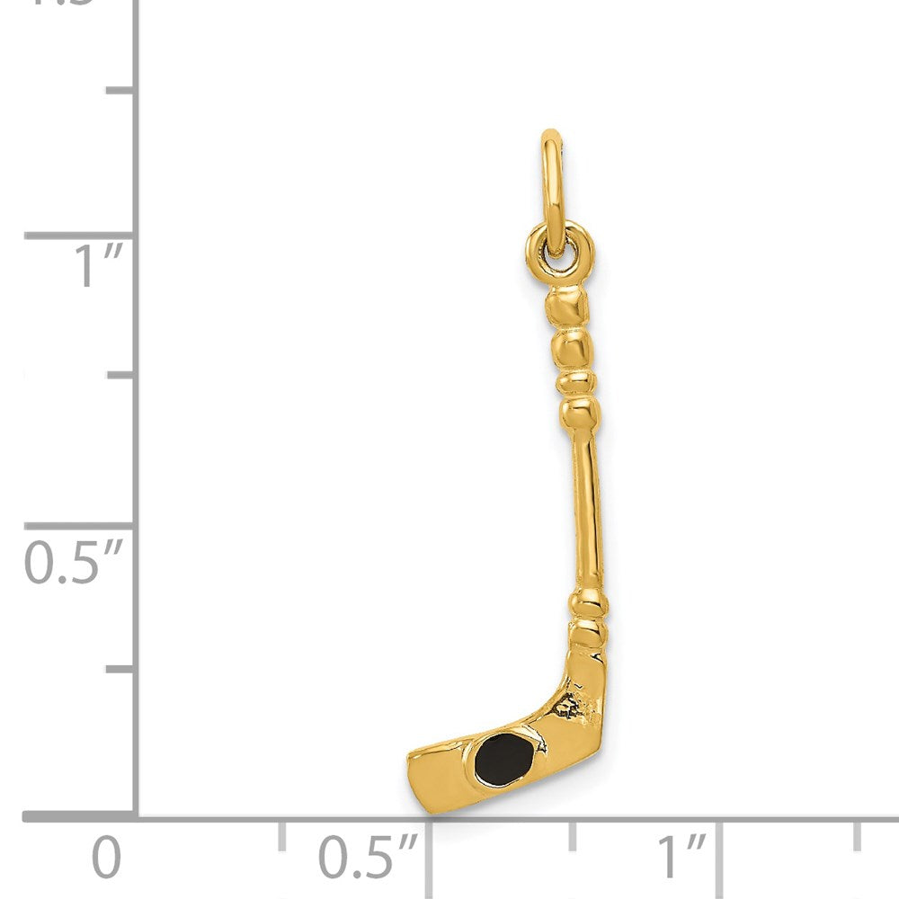14k Yellow Gold 14K 3D Hockey Stick With Enamel Charm