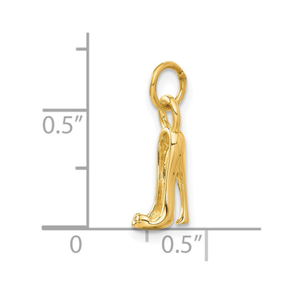14k Yellow Gold 14K  3D High heel shoe Charm