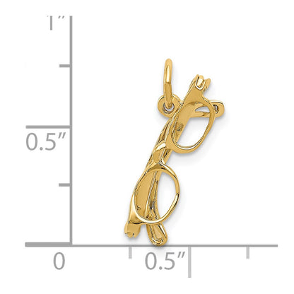 14k Yellow Gold 14k Moveable Glasses Charm