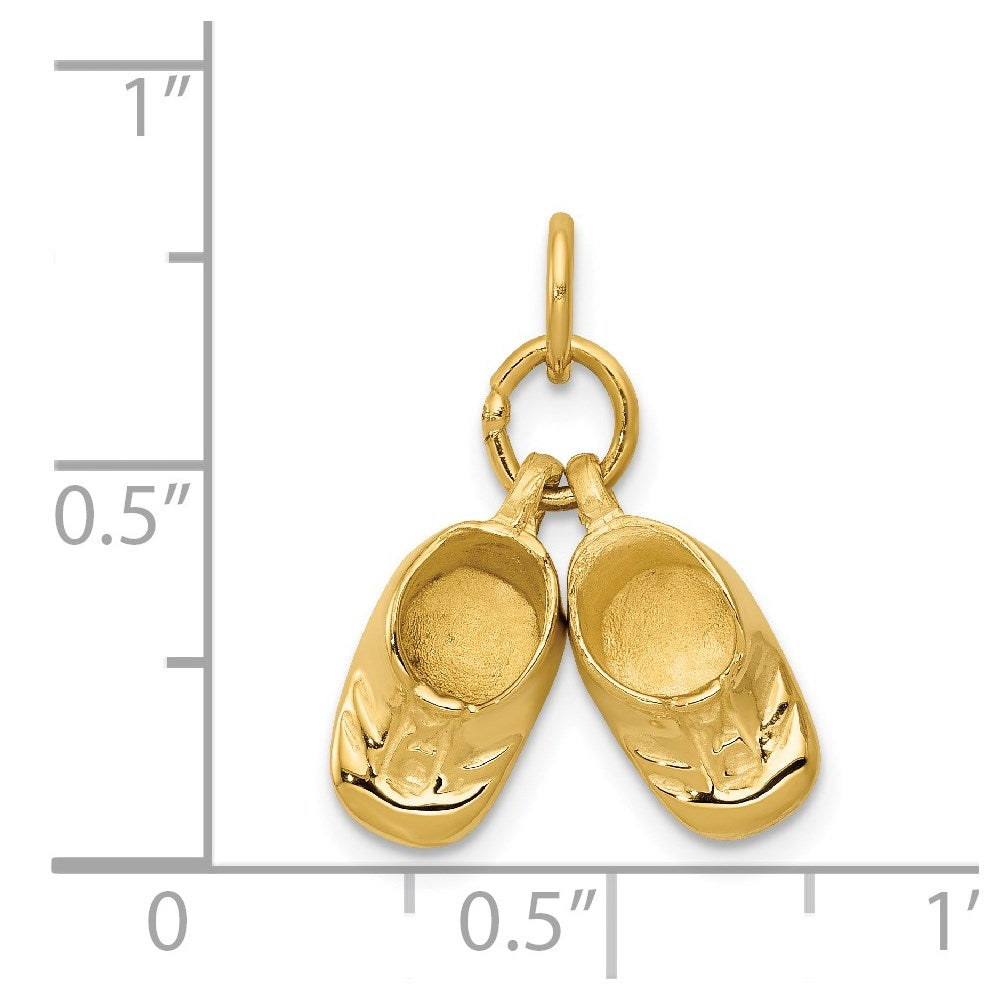 14k Yellow Gold 14k 3D Moveable Polished Baby Shoes Charm