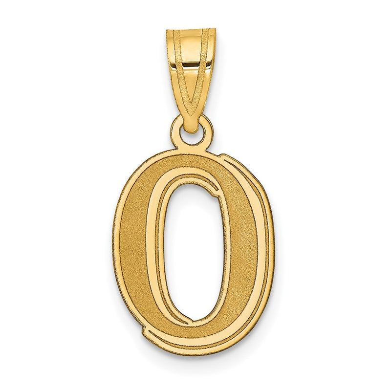 14K Yellow Gold Polished Etched Number 0 Pendant