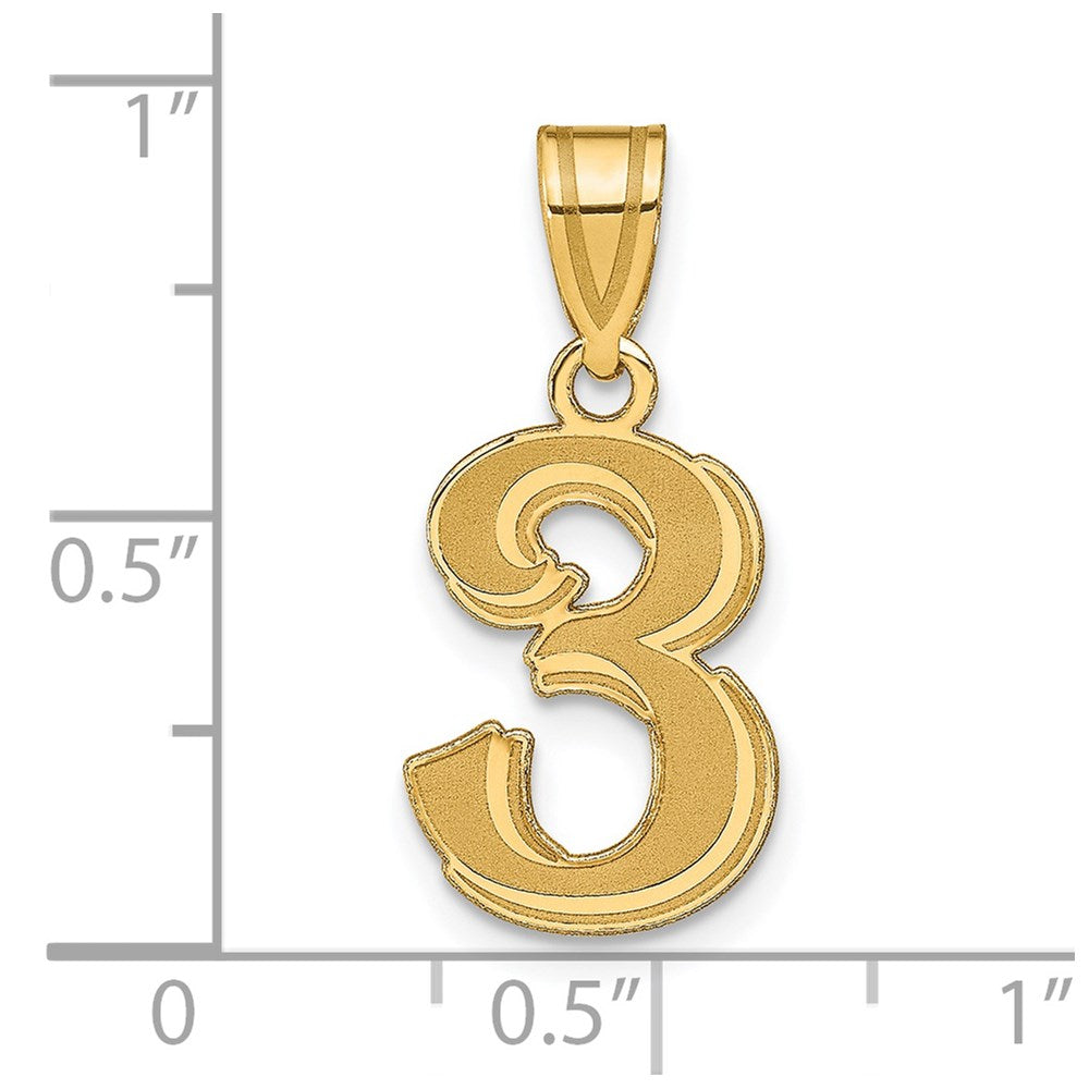 14k Yellow Gold 14k Polished Etched Number 3 Pendant