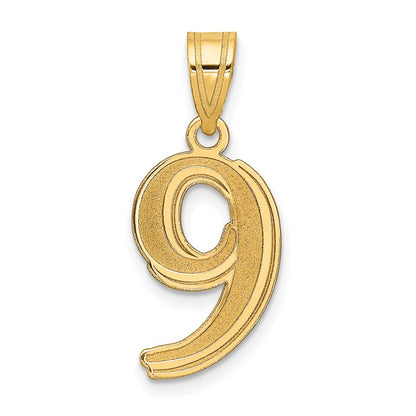 14k Yellow Gold 14k Polished Etched Number 9 Pendant