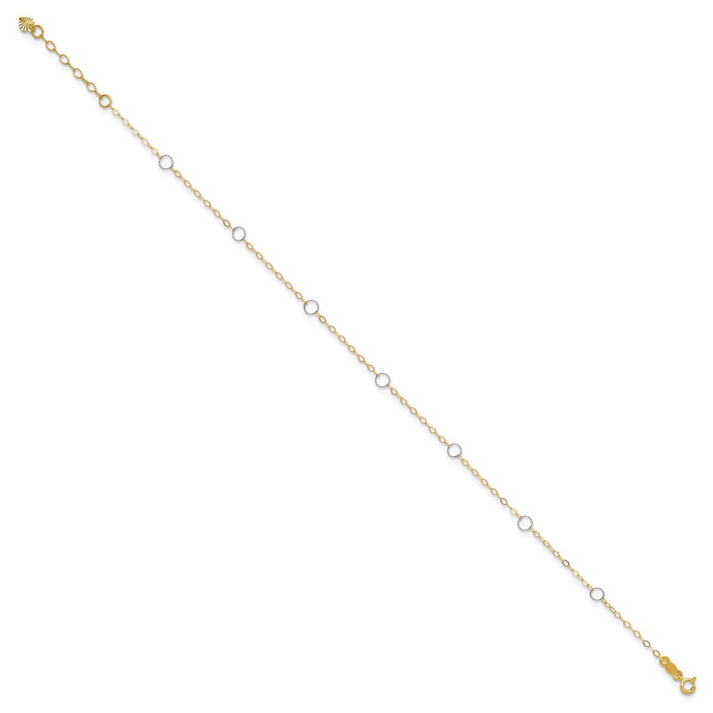 14K Two-Tone Circle 10in Plus 1in Ext Anklet