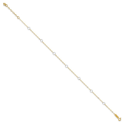 14K Two-Tone Circle 10in Plus 1in Ext Anklet