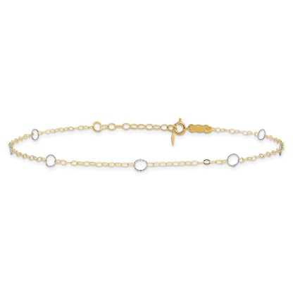 14K Two-Tone Circle 10in Plus 1in Ext Anklet