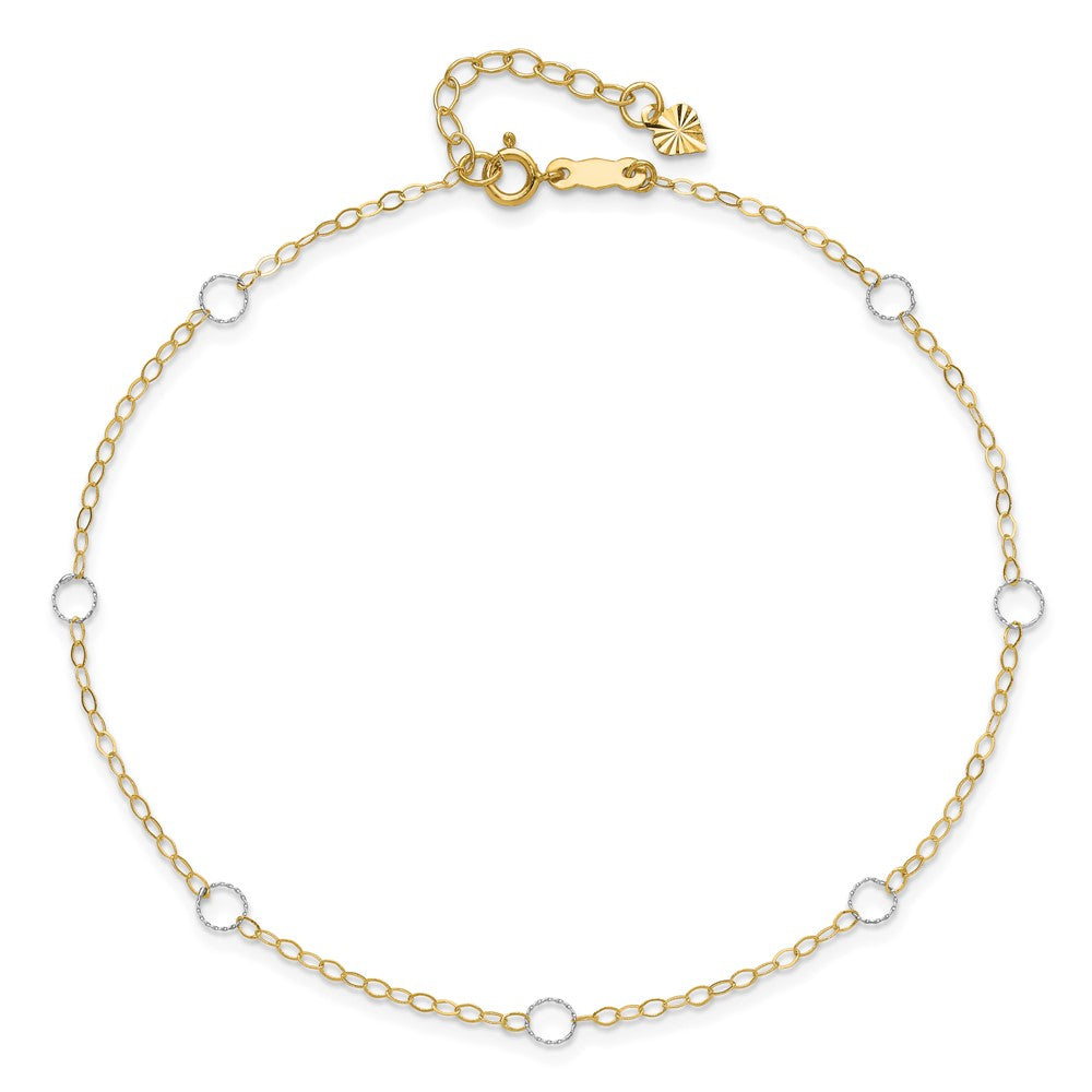 14K Two-Tone Circle 10in Plus 1in Ext Anklet