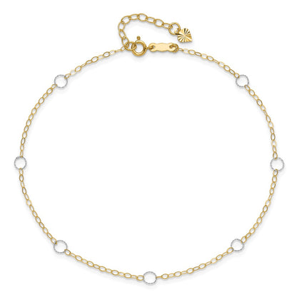 14K Two-Tone Circle 10in Plus 1in Ext Anklet