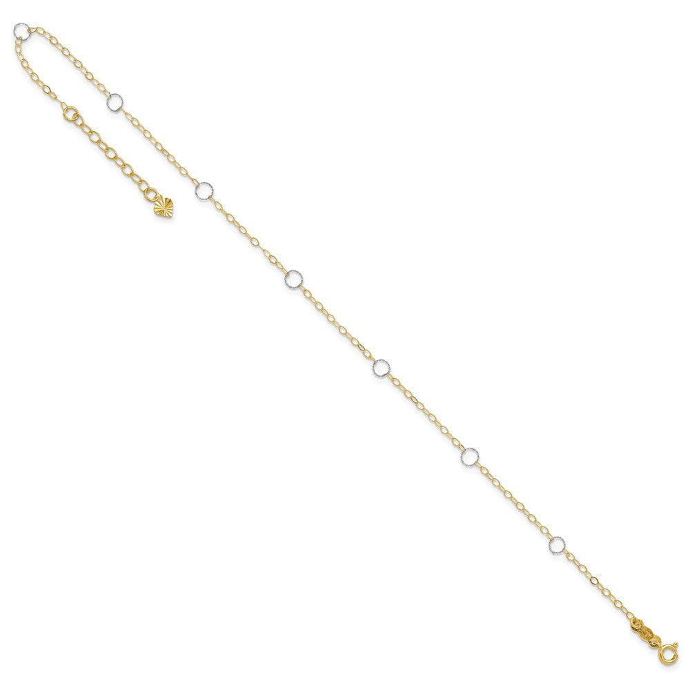14K Two-Tone Circle 10in Plus 1in Ext Anklet