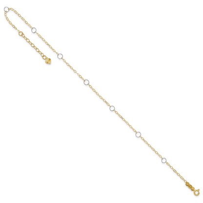 14K Two-Tone Circle 10in Plus 1in Ext Anklet