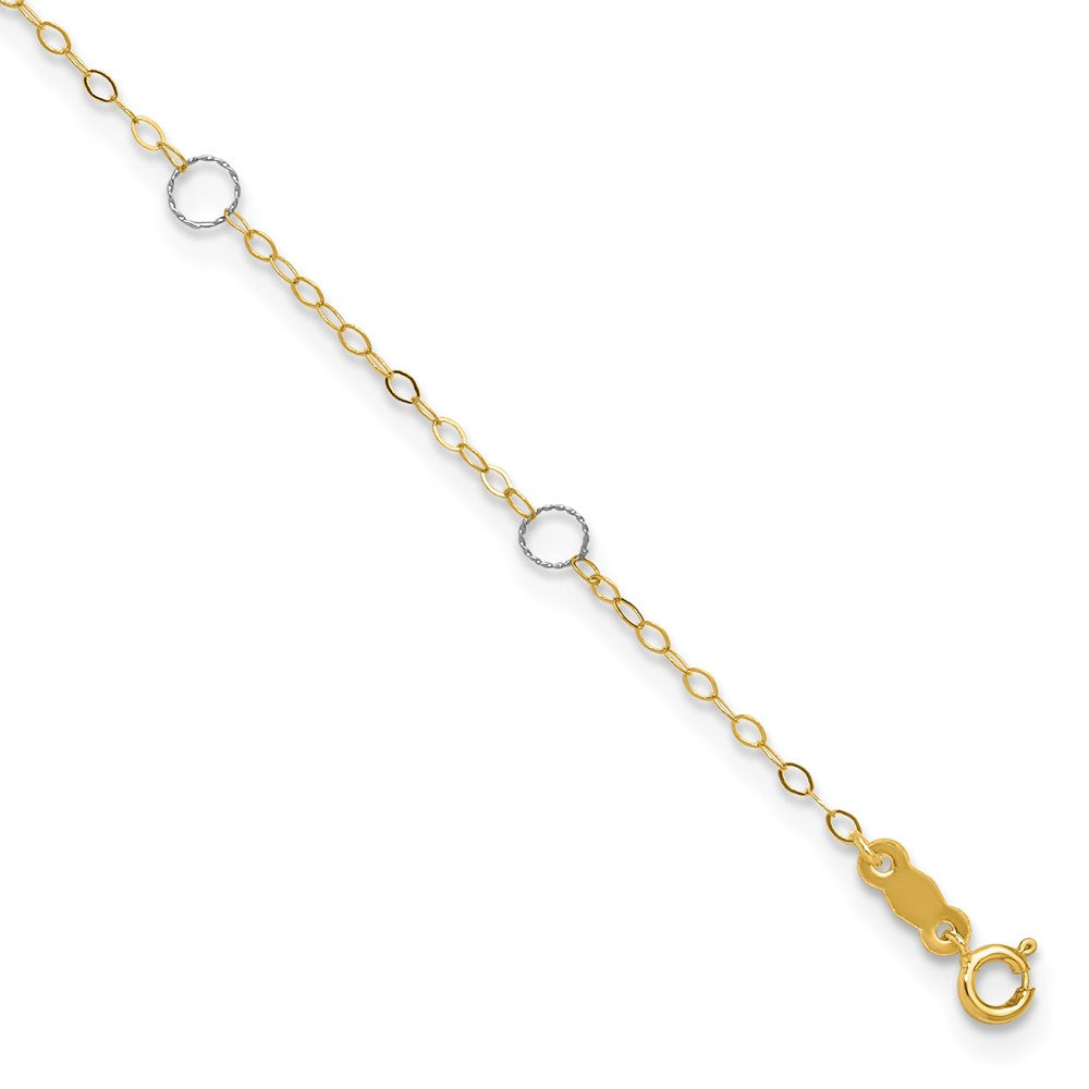 14K Two-Tone Circle 10in Plus 1in Ext Anklet
