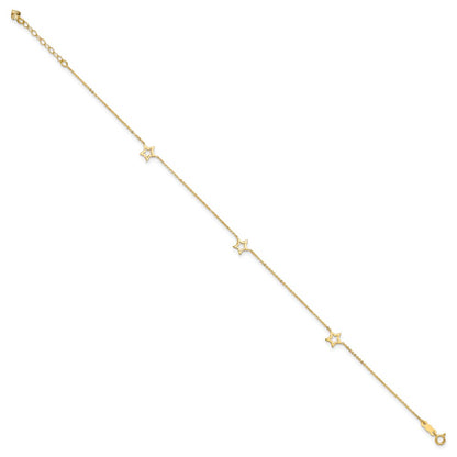 14K Yellow Gold Adjustable Star 9in Plus 1in Extension Anklet