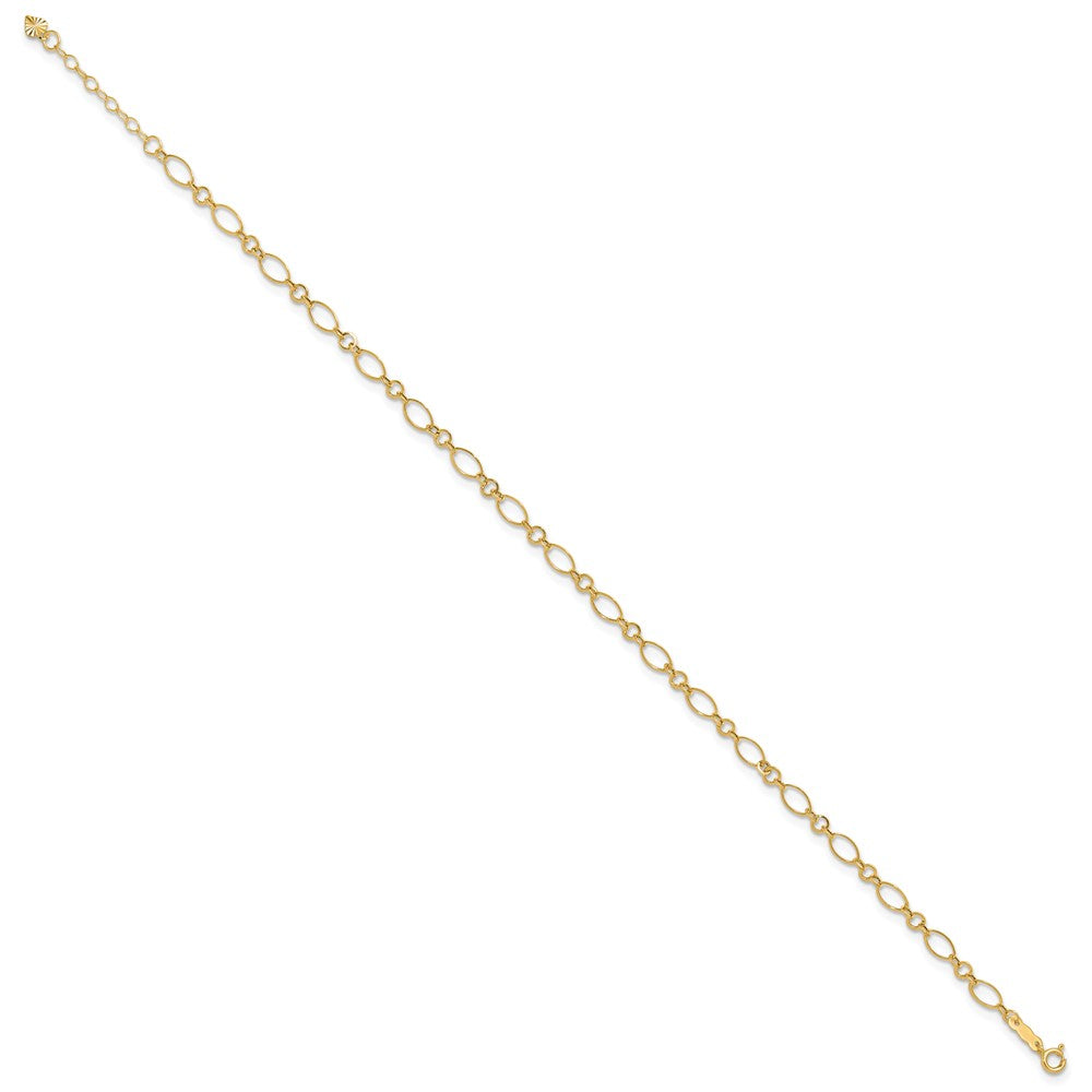 14K Yellow Gold Fancy Link with Ext Chain Anklet