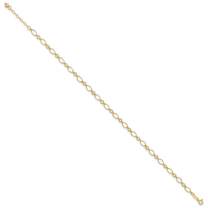 14K Yellow Gold Fancy Link with Ext Chain Anklet