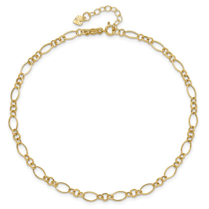 14K Yellow Gold Fancy Link with Ext Chain Anklet