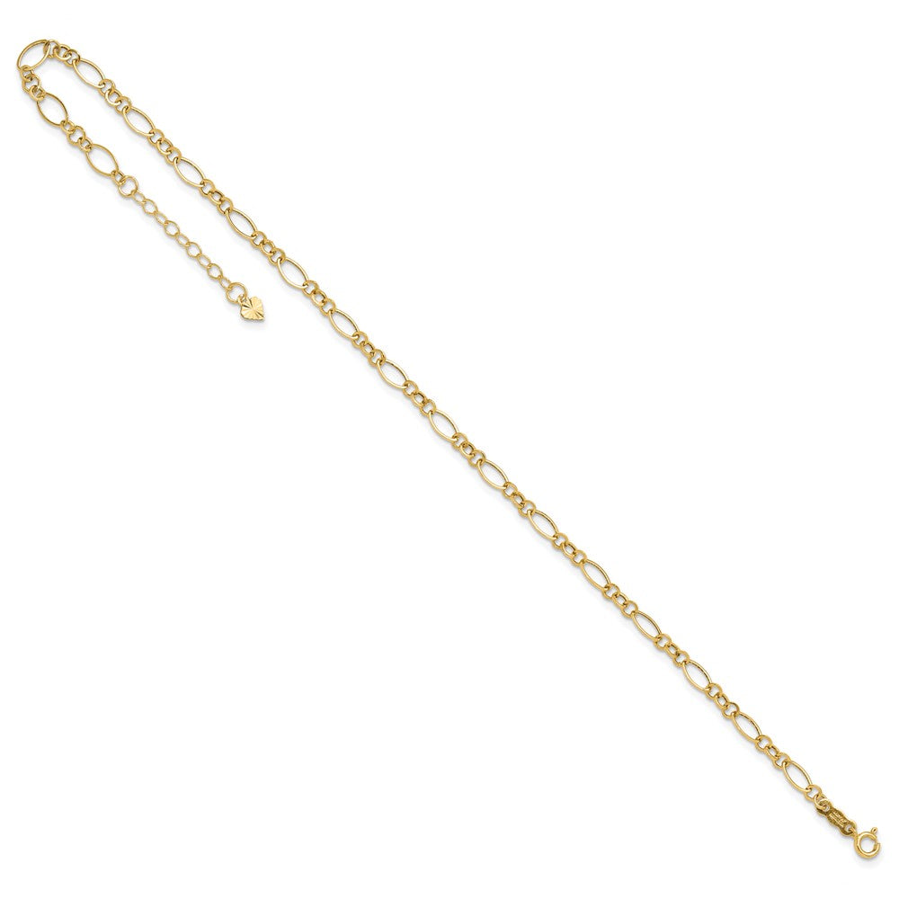 14K Yellow Gold Fancy Link with Ext Chain Anklet