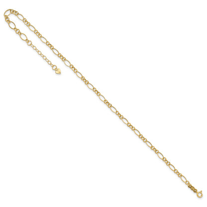 14K Yellow Gold Fancy Link with Ext Chain Anklet