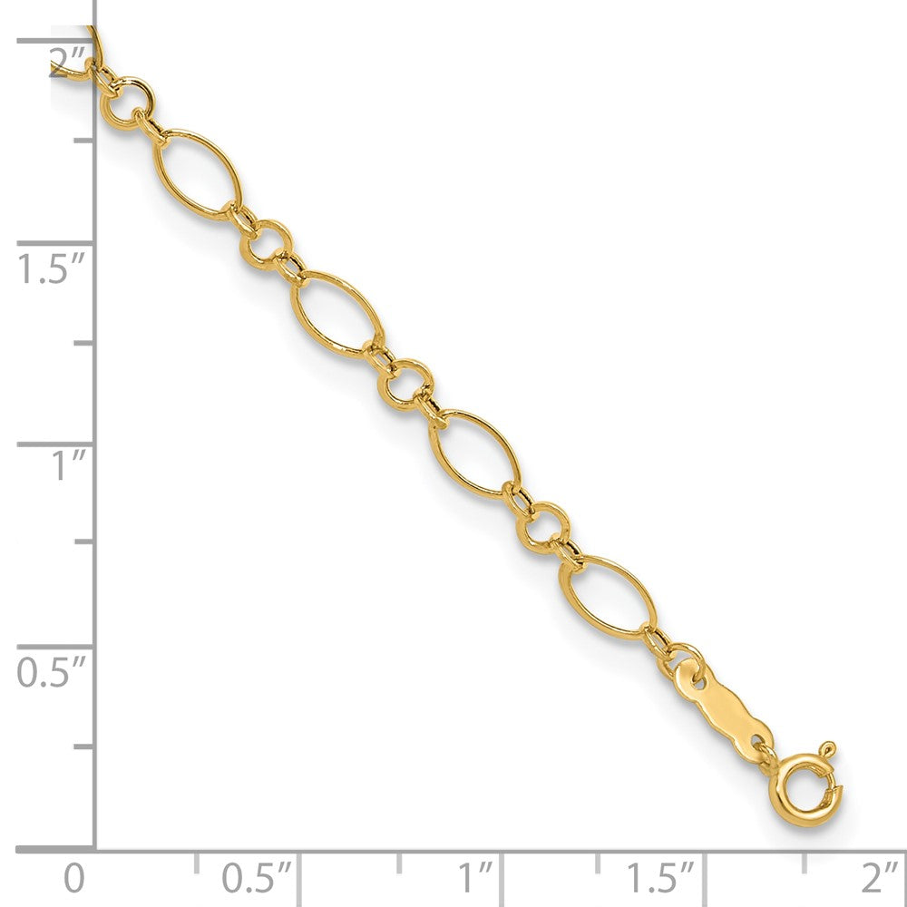 14K Yellow Gold Fancy Link with Ext Chain Anklet