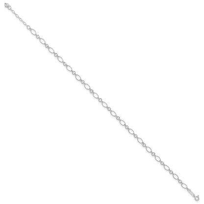 14K White Gold Fancy Link 9in with 1in Ext Anklet