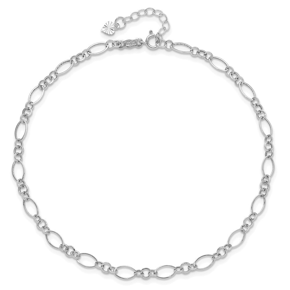 14K White Gold Fancy Link 9in with 1in Ext Anklet