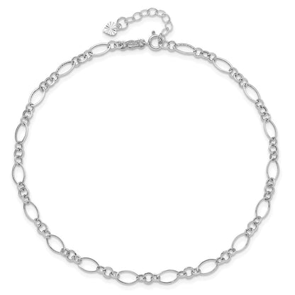 14K White Gold Fancy Link 9in with 1in Ext Anklet