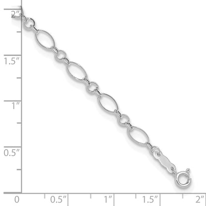 14K White Gold Fancy Link 9in with 1in Ext Anklet