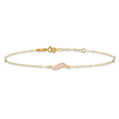 14K Tri-Color with Open S Links 9in Plus 1in Ext. Anklet