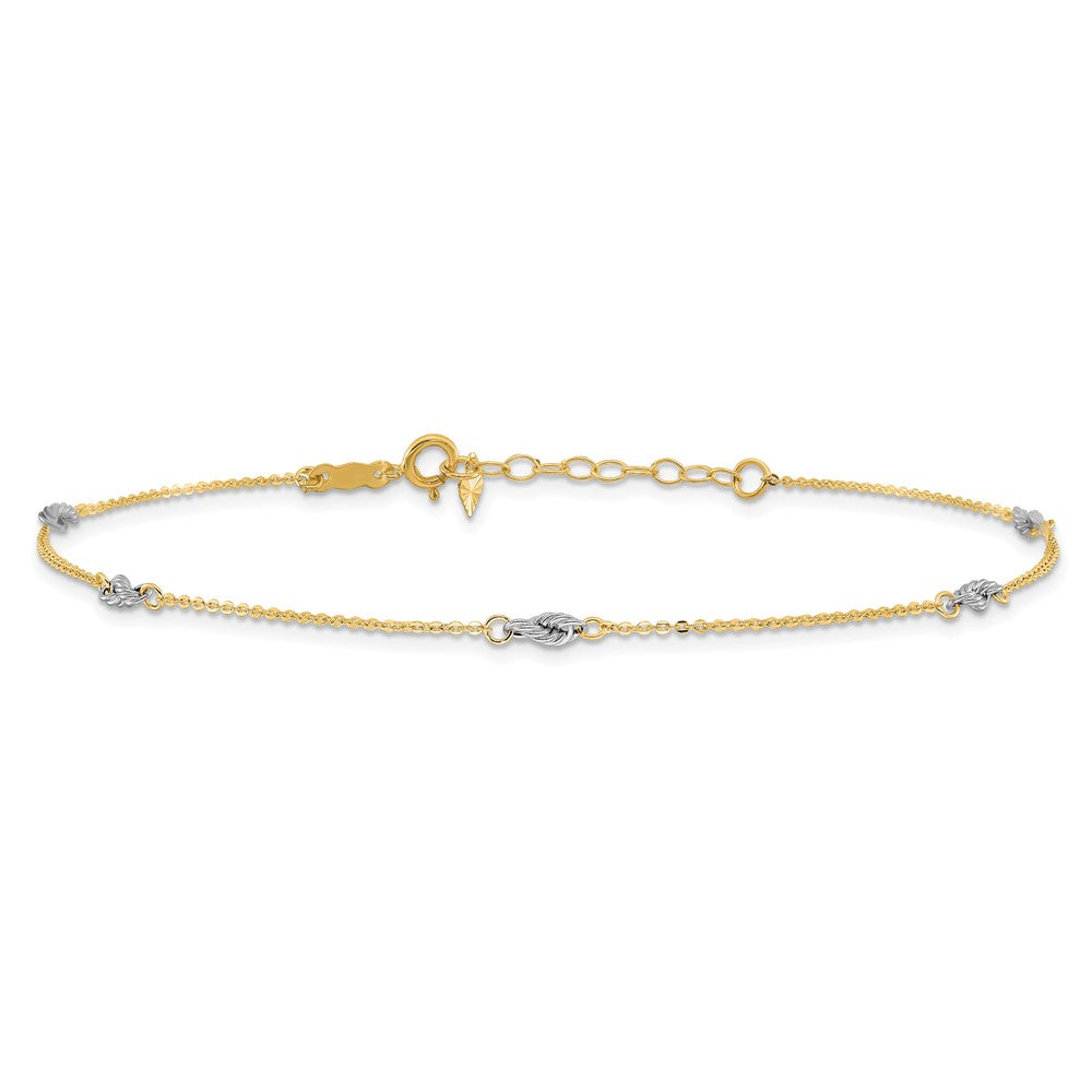 14K Two-Tone Fancy 9in Plus 1in Ext Anklet