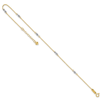 14K Two-Tone Fancy 9in Plus 1in Ext Anklet