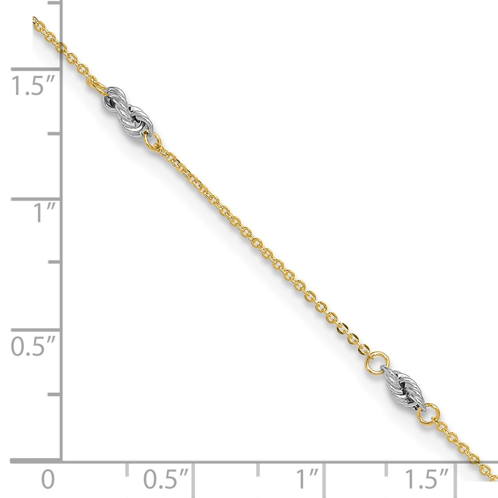 14K Two-Tone Fancy 9in Plus 1in Ext Anklet
