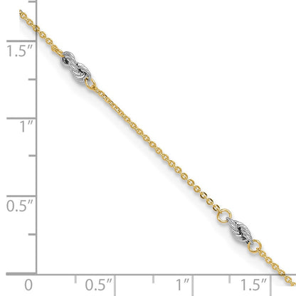 14K Two-Tone Fancy 9in Plus 1in Ext Anklet