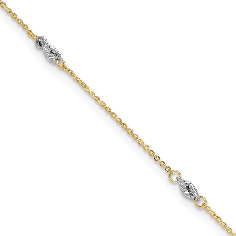 14K Two-Tone Fancy 9in Plus 1in Ext Anklet