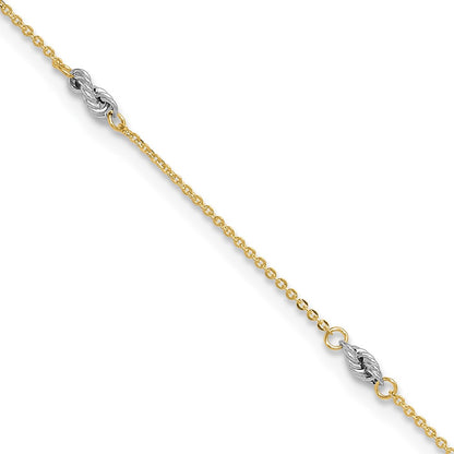 14K Two-Tone Fancy 9in Plus 1in Ext Anklet