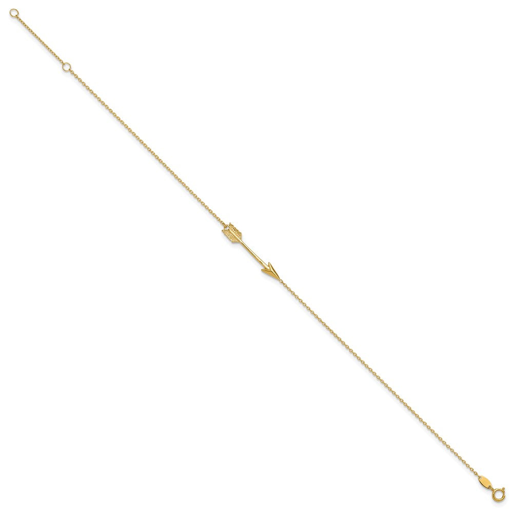 14K Yellow Gold Polished Arrow 10in Plus 1in Ext. Anklet