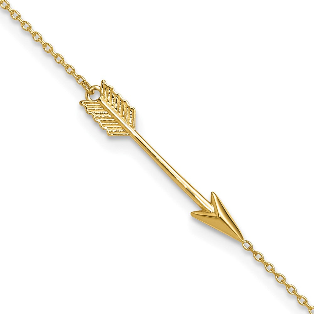 14K Yellow Gold Polished Arrow 10in Plus 1in Ext. Anklet