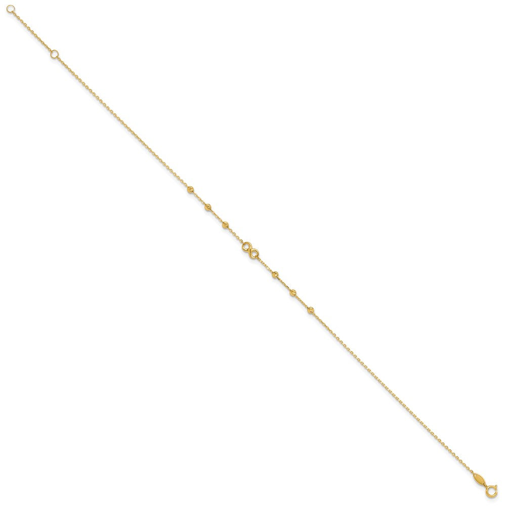 14K Yellow Gold Infinity Symbol 10in Plus 1in Ext. Anklet