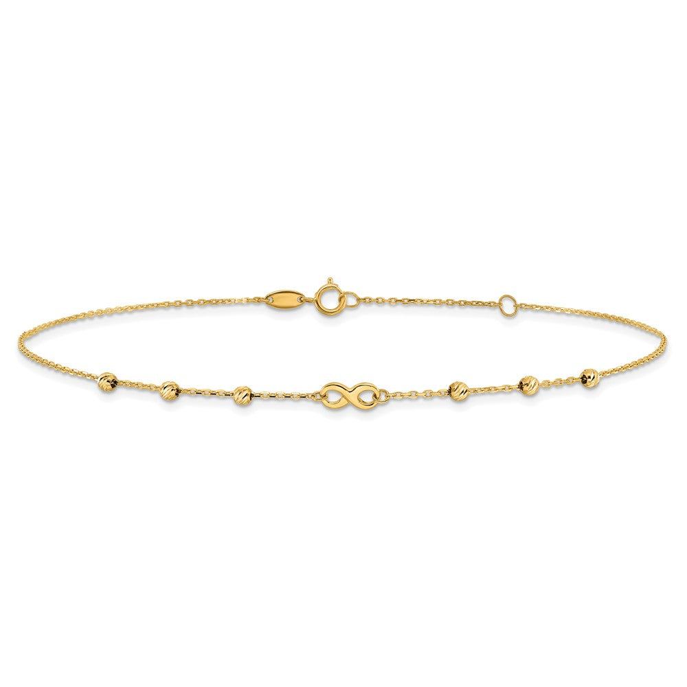 14K Yellow Gold Infinity Symbol 10in Plus 1in Ext. Anklet