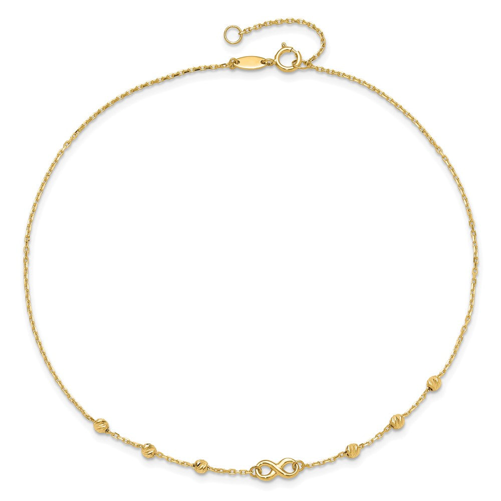 14K Yellow Gold Infinity Symbol 10in Plus 1in Ext. Anklet