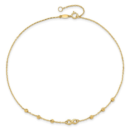 14K Yellow Gold Infinity Symbol 10in Plus 1in Ext. Anklet