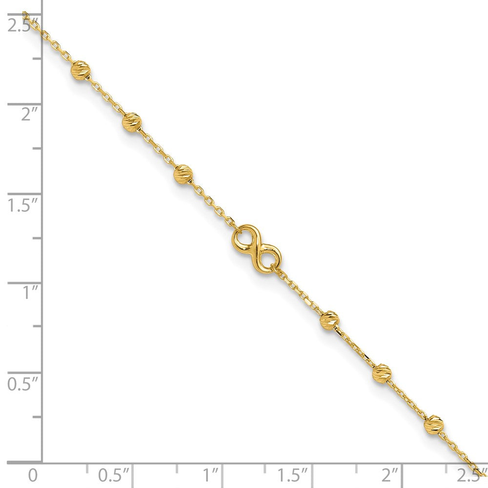 14K Yellow Gold Infinity Symbol 10in Plus 1in Ext. Anklet