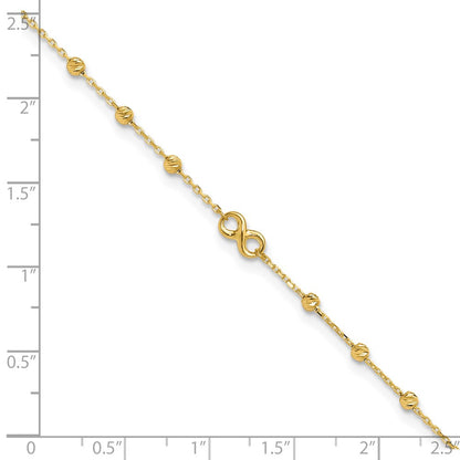 14K Yellow Gold Infinity Symbol 10in Plus 1in Ext. Anklet