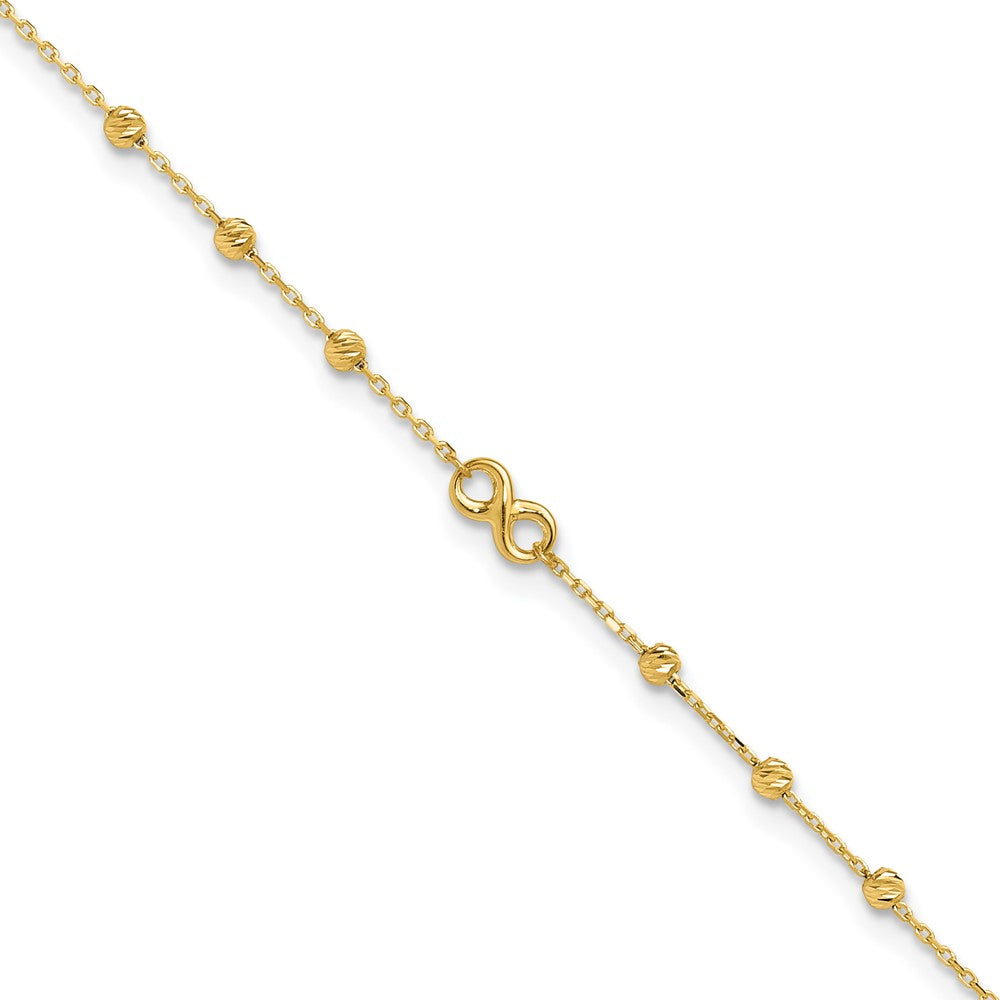 14K Yellow Gold Infinity Symbol 10in Plus 1in Ext. Anklet