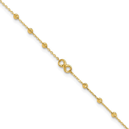 14K Yellow Gold Infinity Symbol 10in Plus 1in Ext. Anklet
