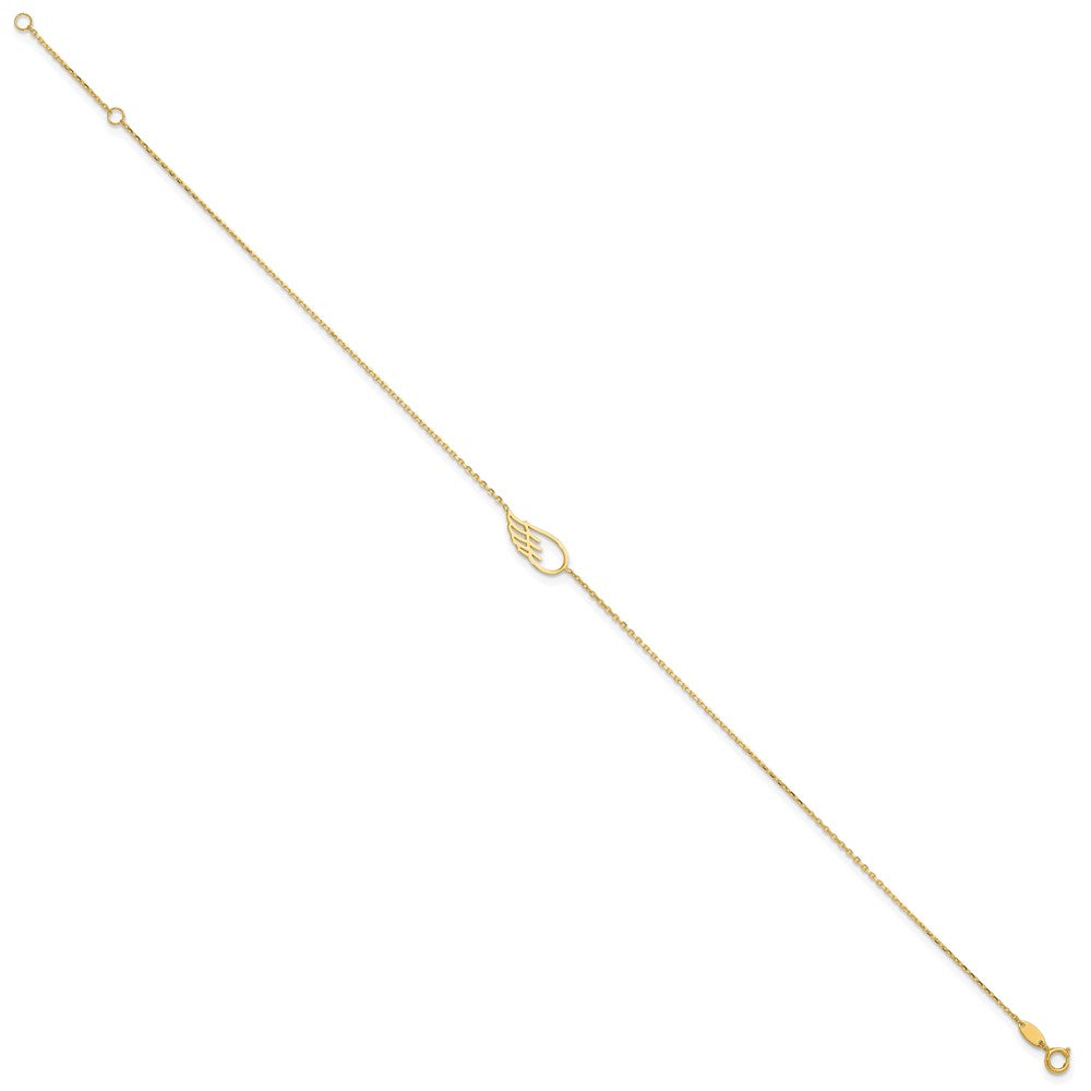 14K Yellow Gold Wing 10in Plus 1in Ext. Anklet
