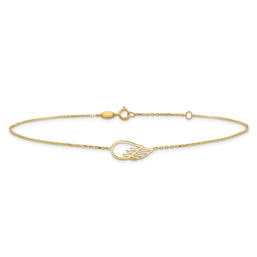 14K Yellow Gold Wing 10in Plus 1in Ext. Anklet